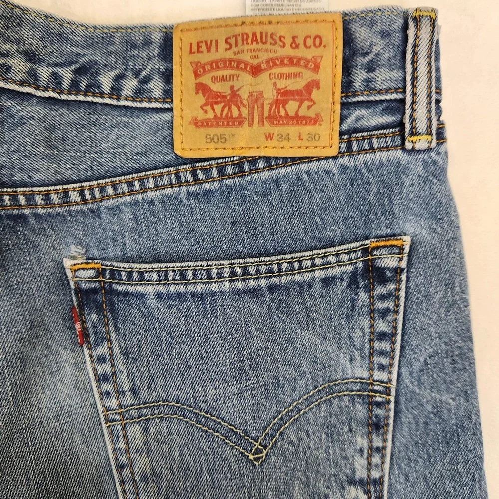 Levis‎ 505 Regular Fit Straight Leg Blue Jeans Mens 34x30 Medium Wash 00505-4886